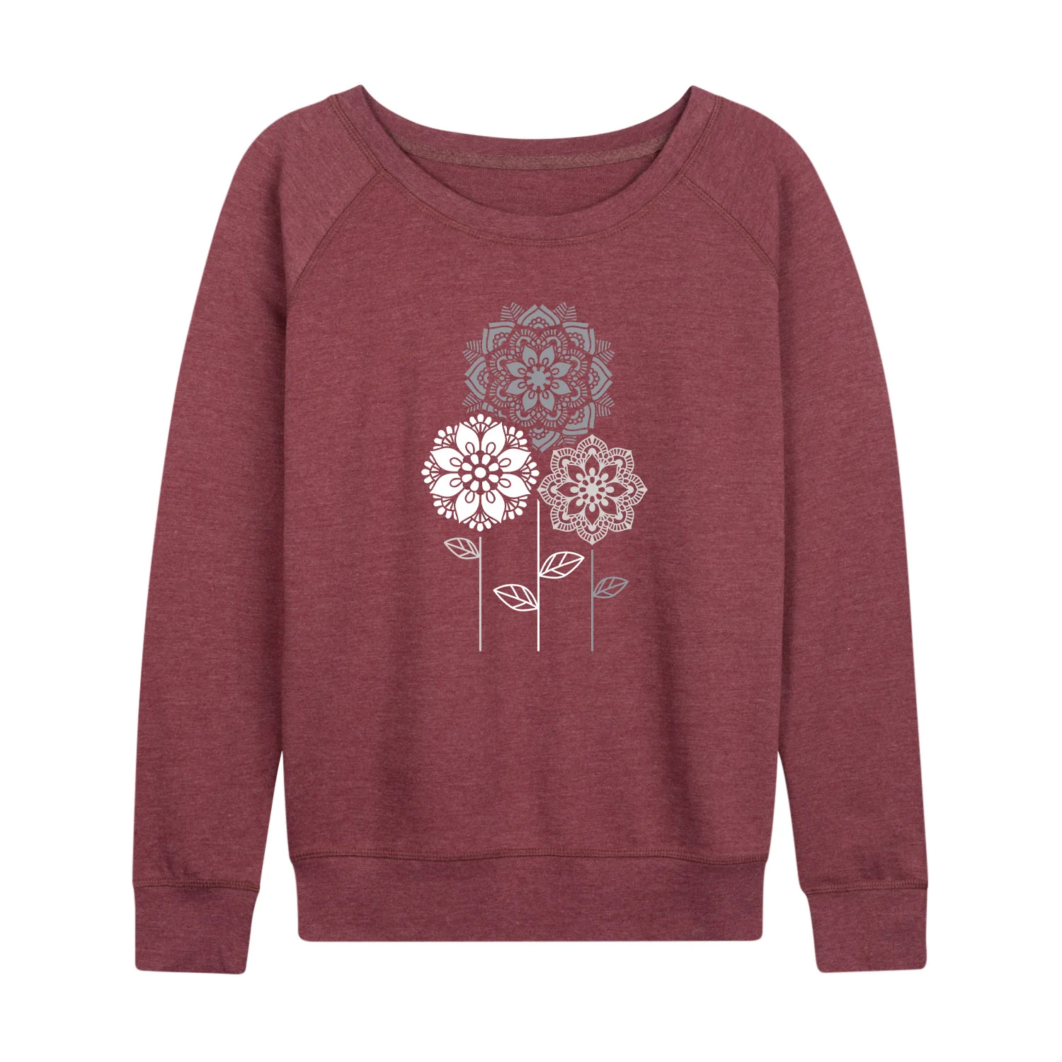 Instant Message - Mandala Flowers - Women's Lightweight French Terry Long Sleeve Shirt - Image 4