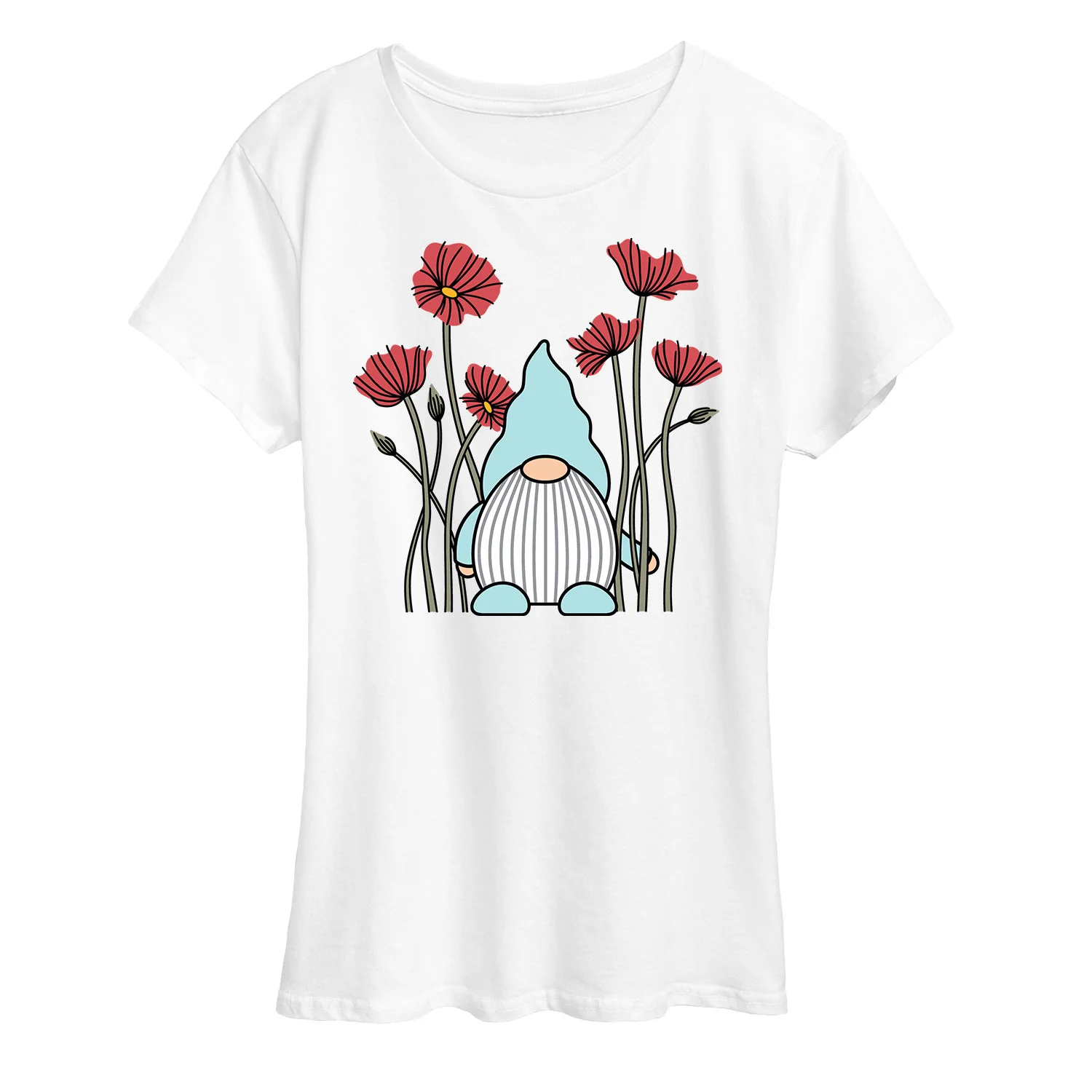 Instant Message - Gnome In Poppies - Women's Short Sleeve Graphic T-Shirt - Image 2