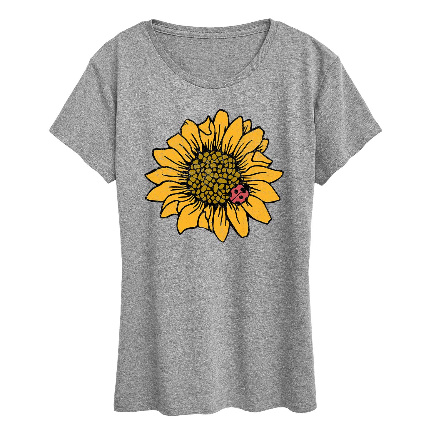 Instant Message - Sunflower Ladybug - Women's Short Sleeve Graphic T-Shirt