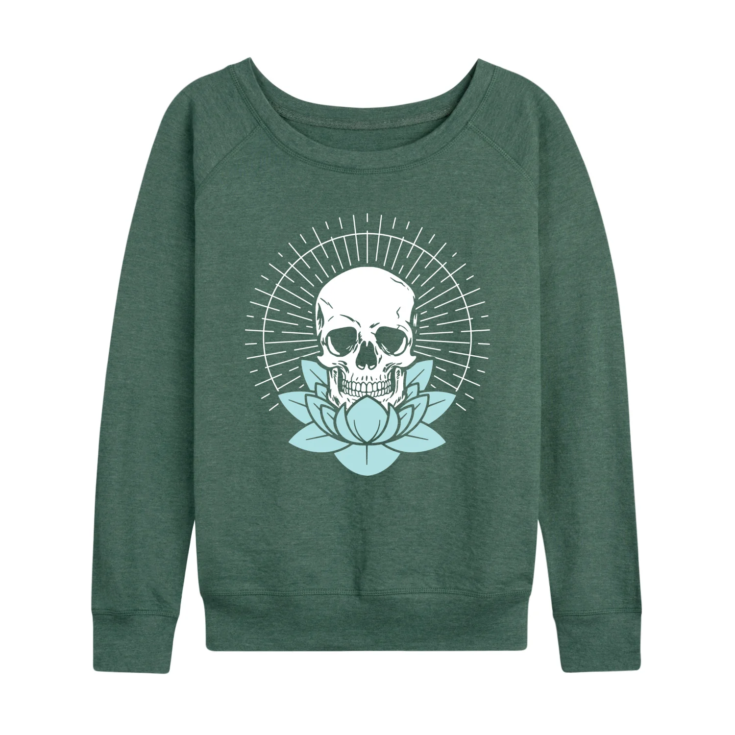 Instant Message - Skull Lotus - Women's French Terry Long Sleeve Pullover