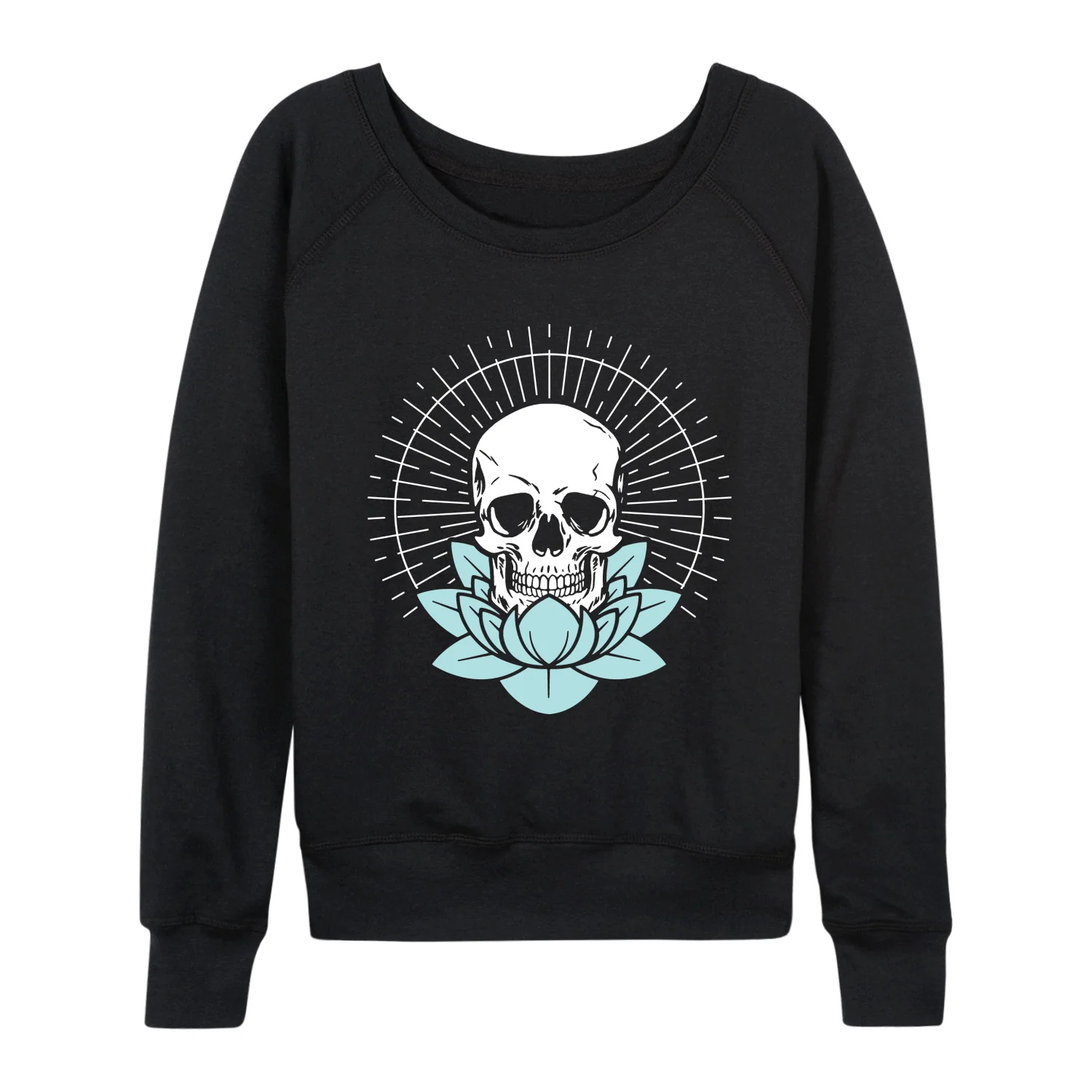 Instant Message - Skull Lotus - Women's French Terry Long Sleeve Pullover - Image 2