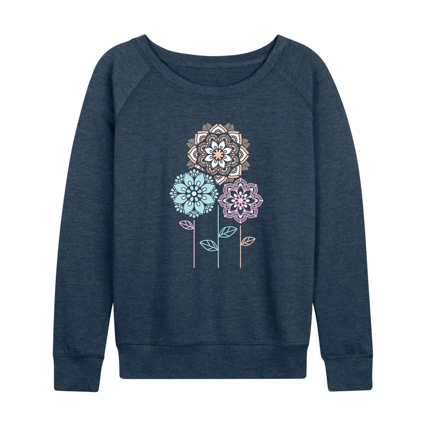 Instant Message - Decorative Flowers - Women's Lightweight French Terry Long Sleeve Shirt - Image 3
