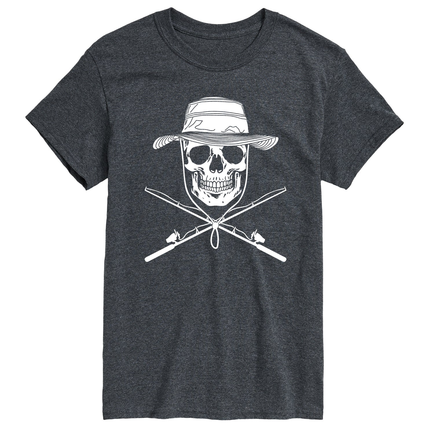 Instant Message - Fisherman Skull Crossed Rods - Men's Short Sleeve Graphic T-Shirt