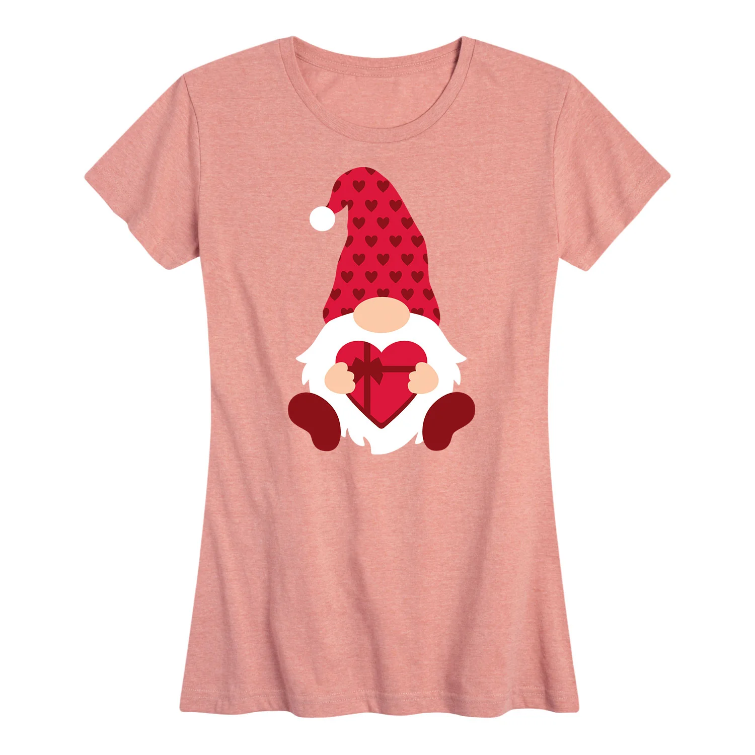 Instant Message - Valentine's Day Heart Chocolate Box Gnome - Women's Short Sleeve Graphic T-Shirt