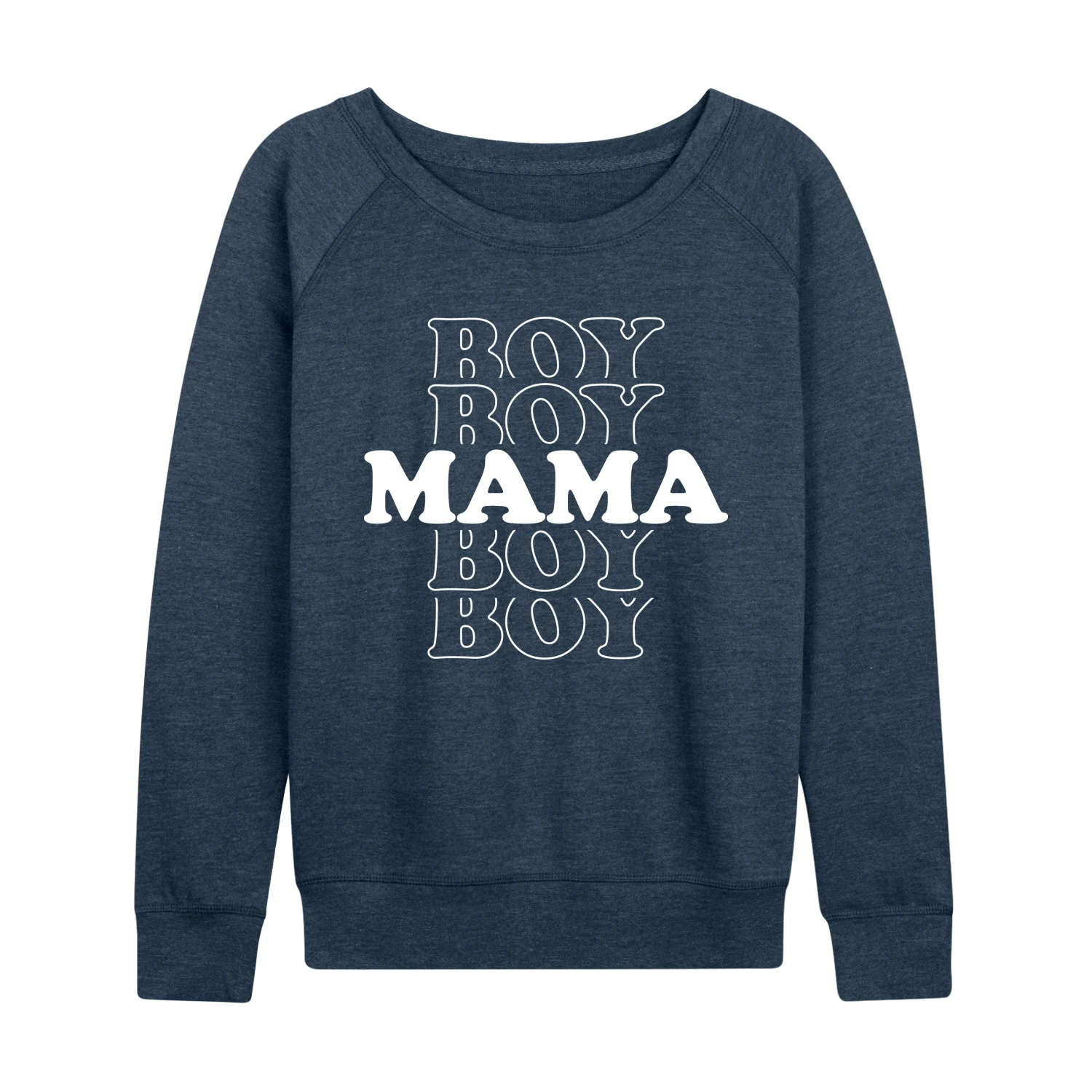 Instant Message - Boy Mama Stacked - Women's French Terry Long Sleeve Pullover - Image 3