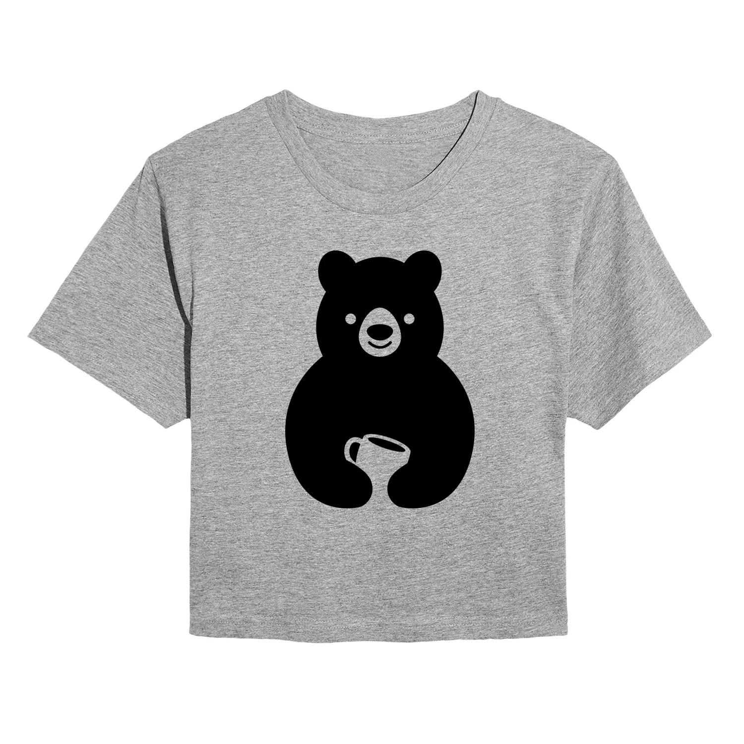 Instant Message - Coffee Bear - Juniors Cropped Short Sleeve Graphic T-Shirt - Image 2