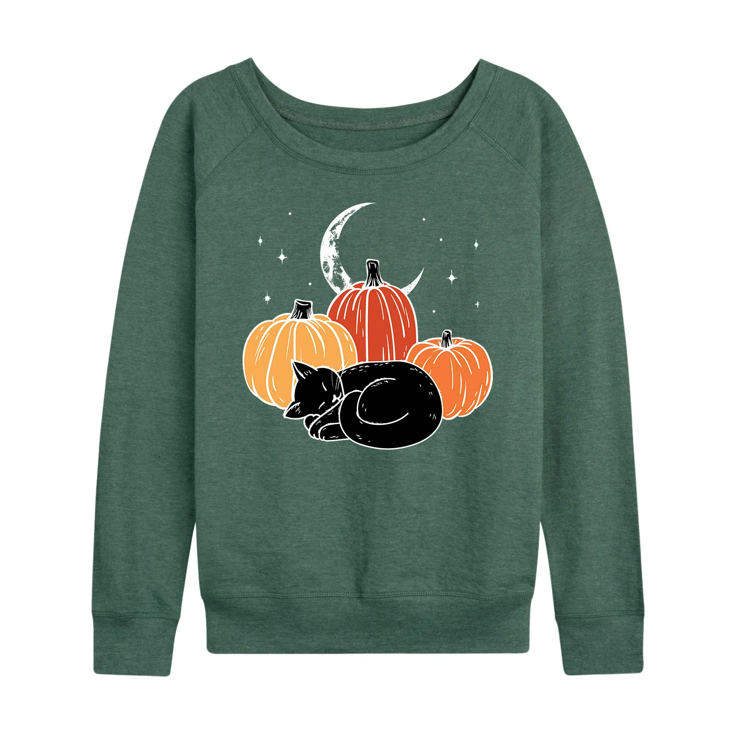 Instant Message - Black Cat Pumpkin Nap - Women's French Terry Long Sleeve Shirt - Image 3