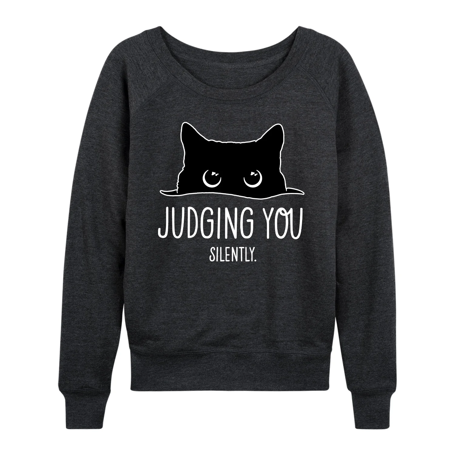 Instant Message - Judging Silently White Ink - Women's Lightweight French Terry Long Sleeve Shirt - Image 3