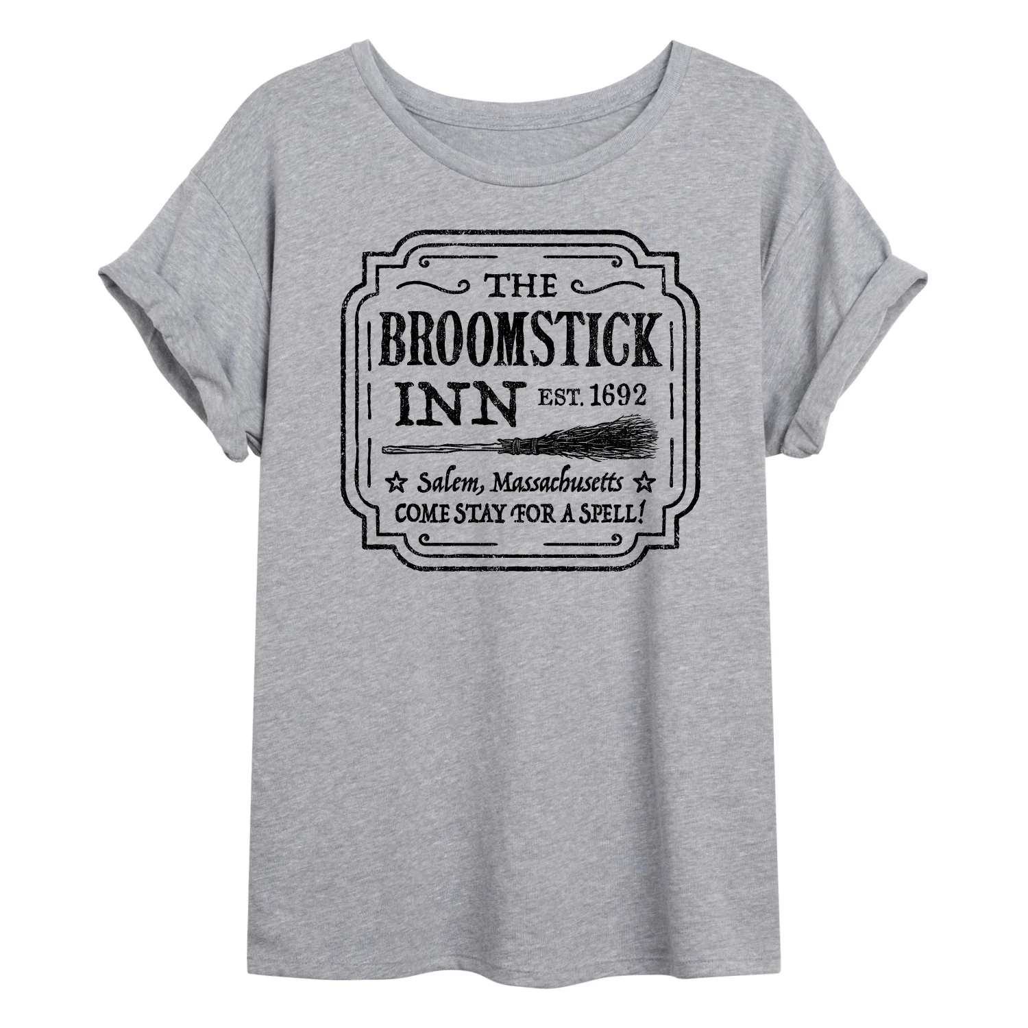 Instant Message - Broomstick Inn Sign - Juniors Oversized Graphic T-Shirt