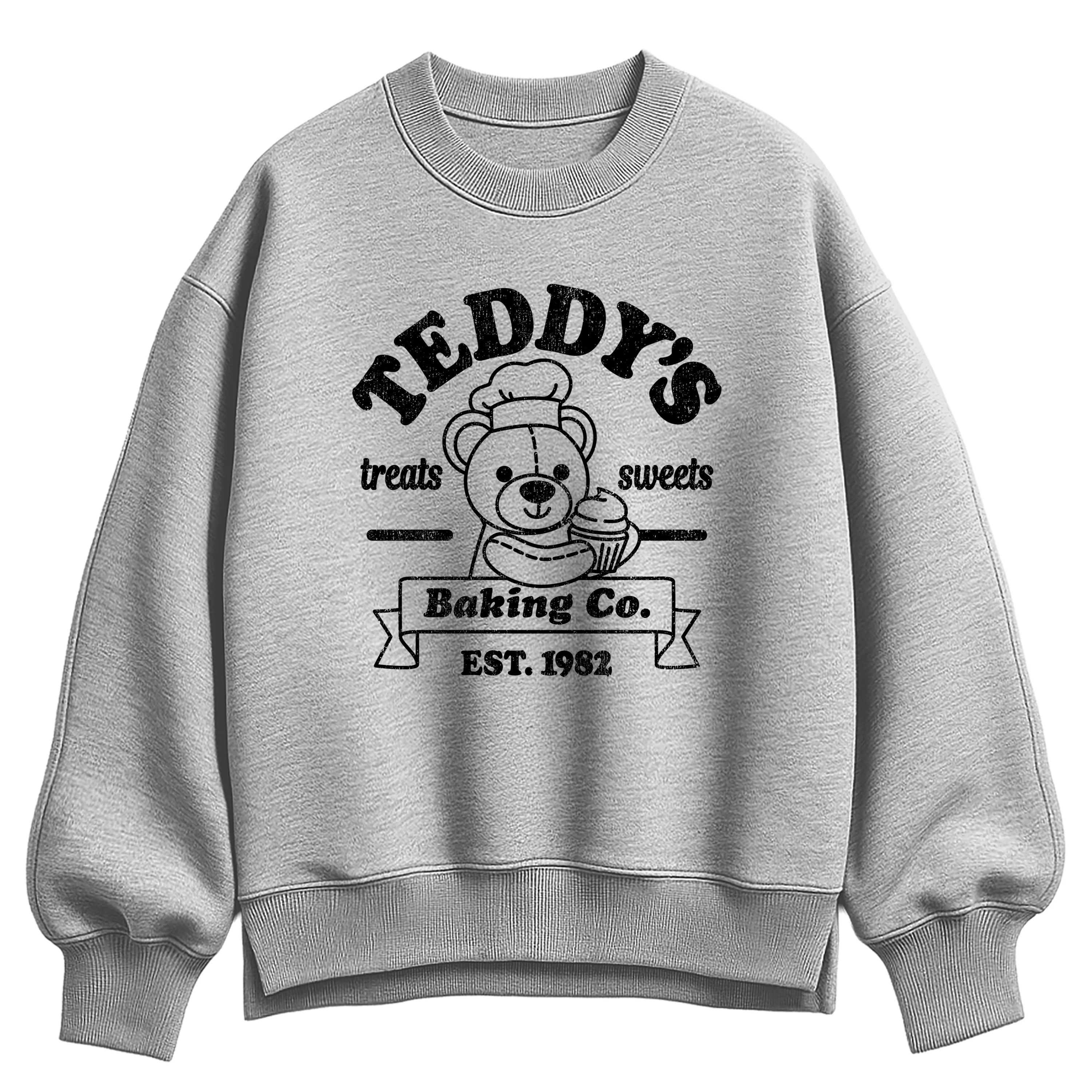 Instant Message - Teddys Baking Co - Ladies Oversized Fleece Crew Sweatshirt