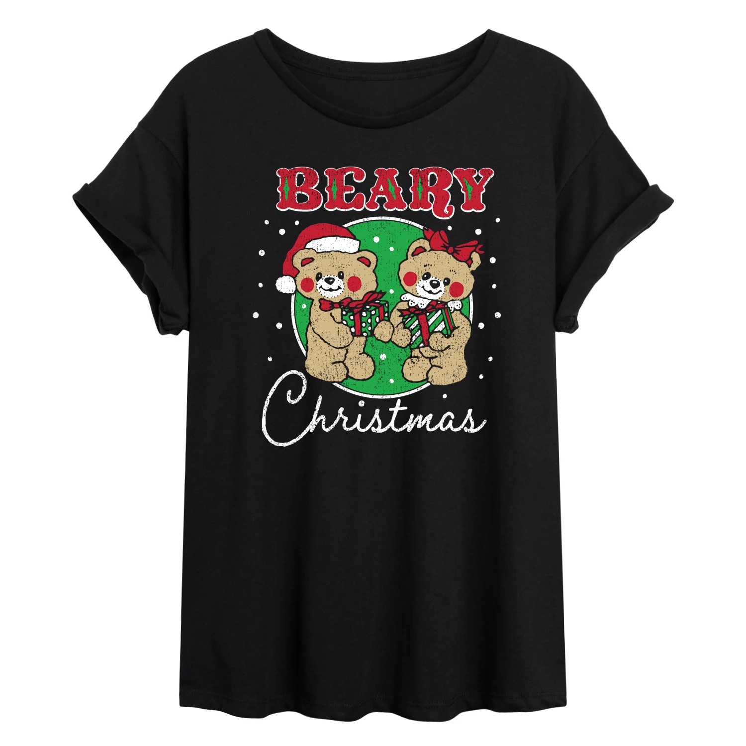 Instant Message - Beary Christmas - Women's Oversized Graphic T-Shirt