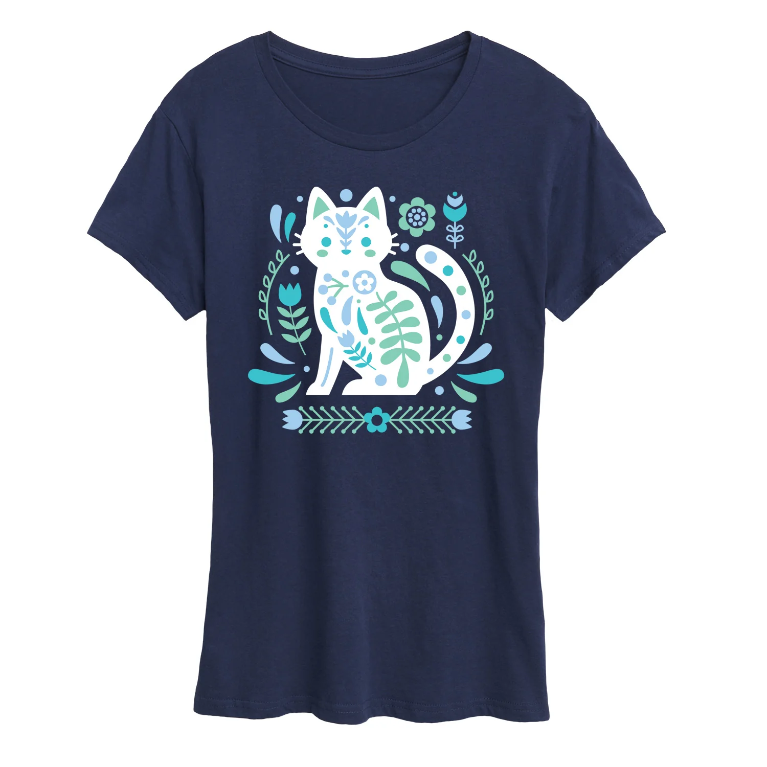 Instant Message - Scandinavian Cat - Women's Short Sleeve Graphic T-Shirt - Image 5