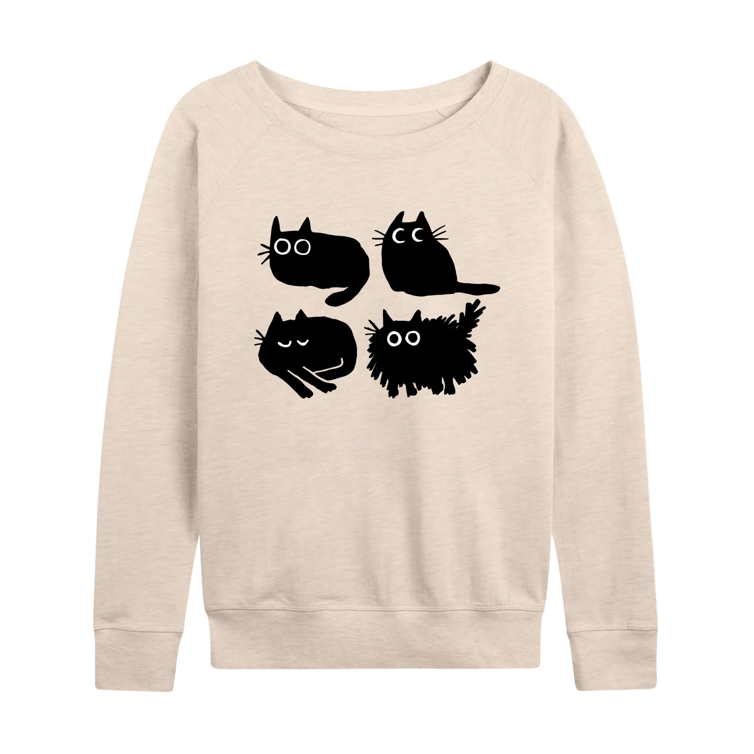 Instant Message - Sketched Black Cats - Women's Lightweight French Terry Long Sleeve Shirt - Image 2