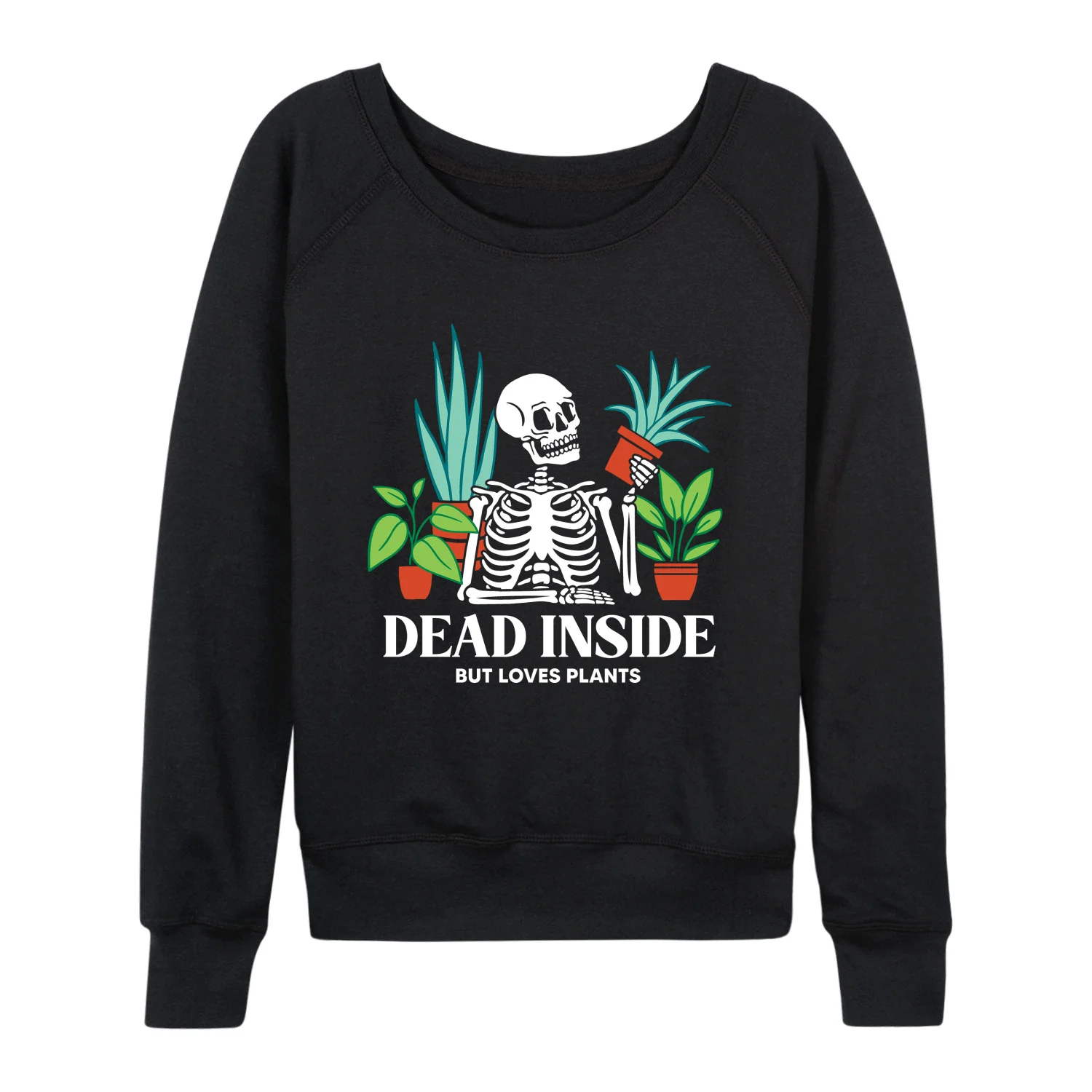 Instant Message - Dead Inside Loves Plants - Women's French Terry Long Sleeve Pullover - Image 2