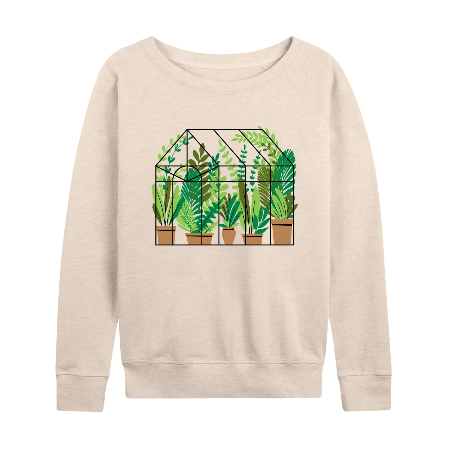 Instant Message - Greenhouse With Plants - Women's Lightweight French Terry Long Sleeve Shirt