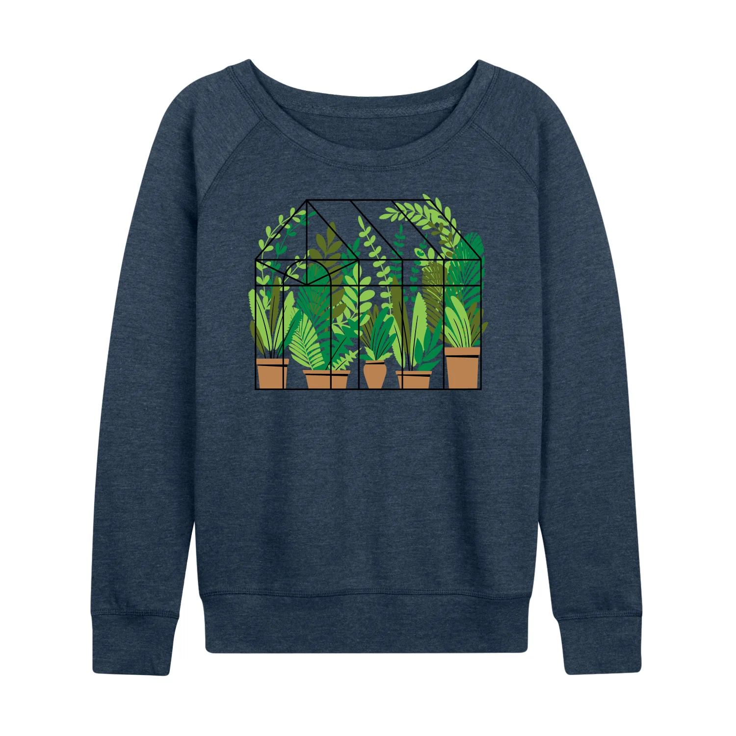 Instant Message - Greenhouse With Plants - Women's Lightweight French Terry Long Sleeve Shirt - Image 4