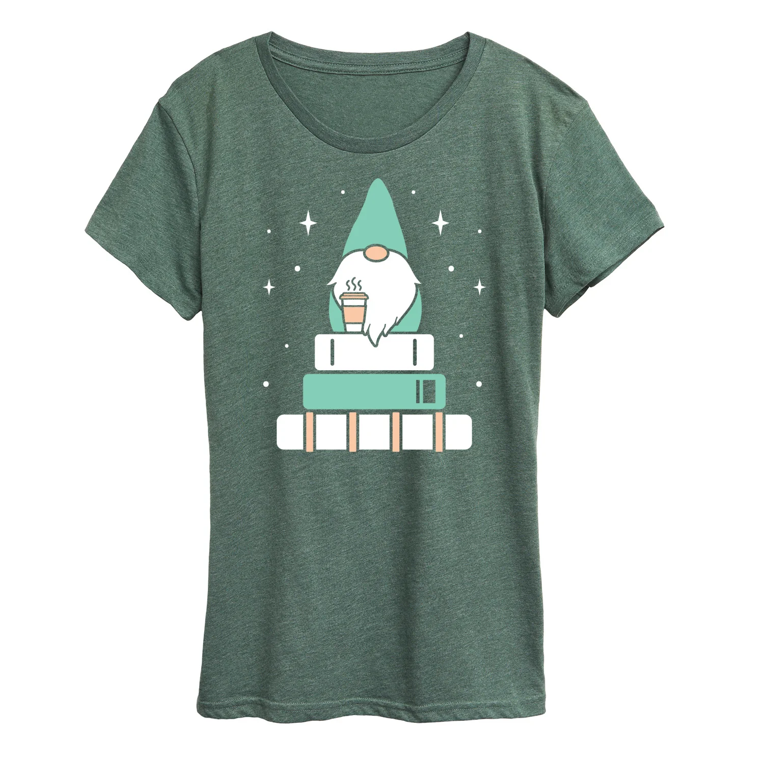 Instant Message - Gnome With Coffee And Books - Women's Short Sleeve Graphic T-Shirt - Image 3
