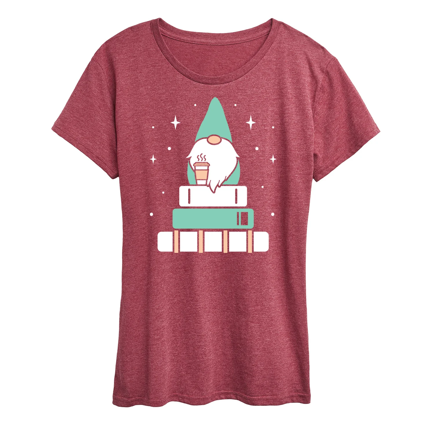Instant Message - Gnome With Coffee And Books - Women's Short Sleeve Graphic T-Shirt - Image 4