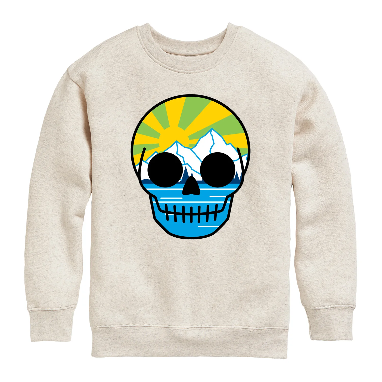 Instant Message - Nature Fill Skull - Youth Boys Crew Fleece Sweatshirt