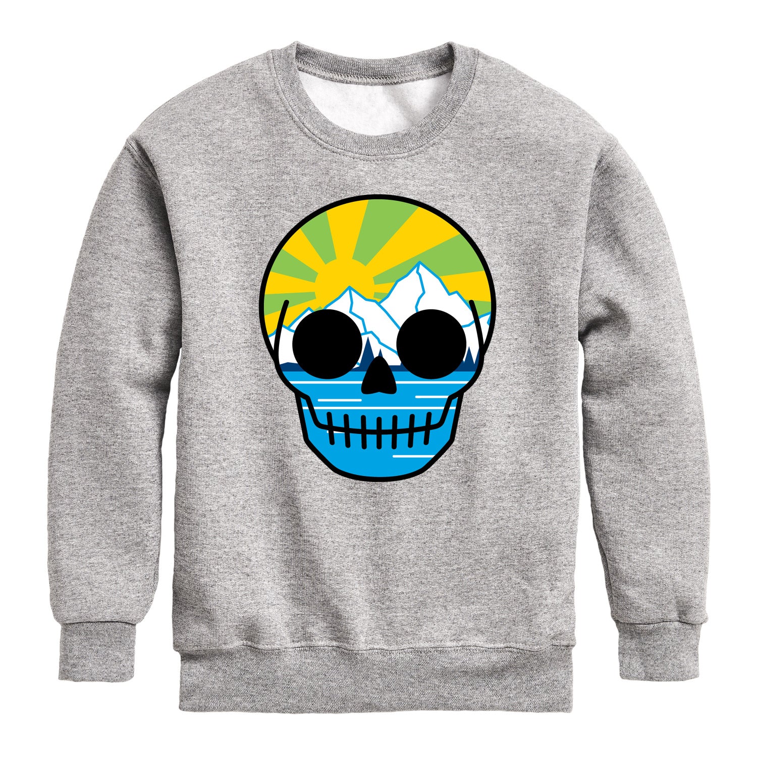 Instant Message - Nature Fill Skull - Youth Boys Crew Fleece Sweatshirt - Image 2