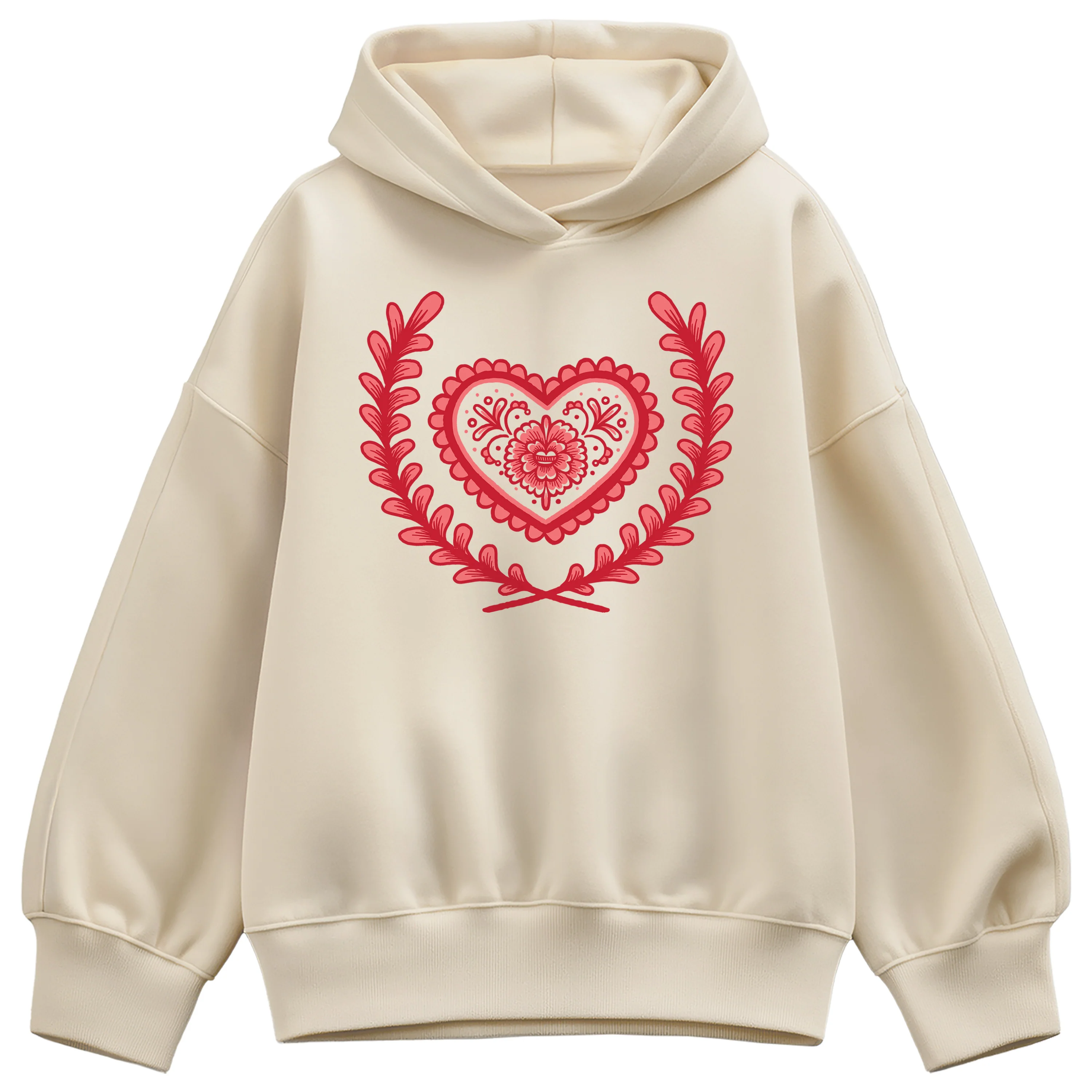 Instant Message - Scandinavian Heart - Women's Oversized Fleece Hoodie Sweatshirt - Image 2