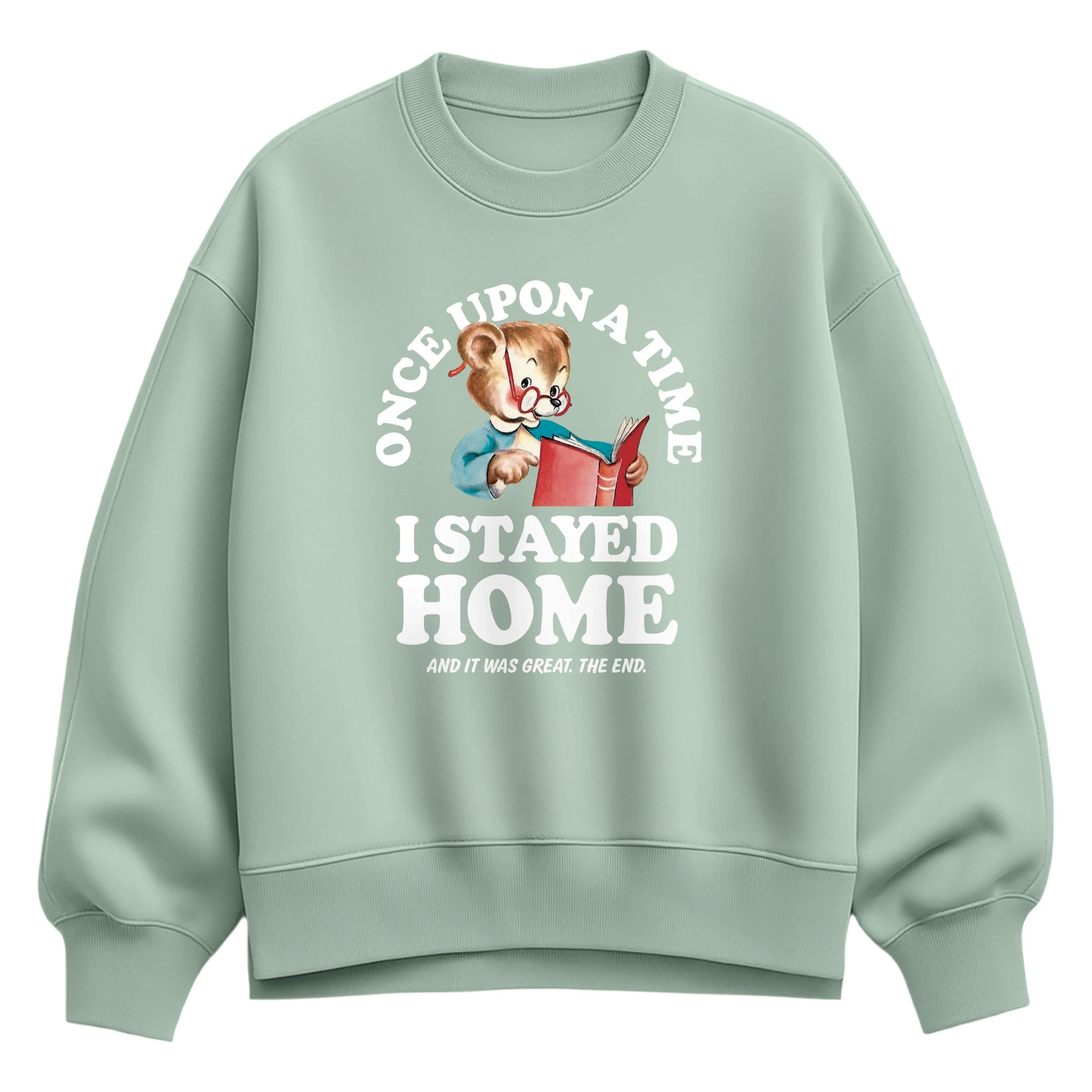 Instant Message - Once Upon A Time Stayed Home - Ladies Oversized Fleece Crew Sweatshirt - Image 2