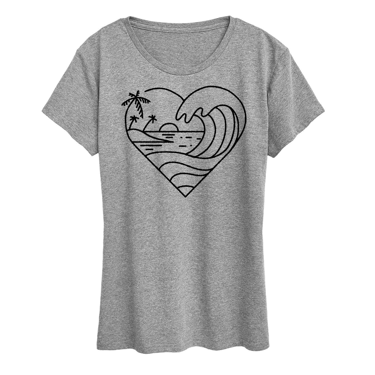 Instant Message - Heart Ocean Line Art - Women's Short Sleeve Graphic T-Shirt - Image 2
