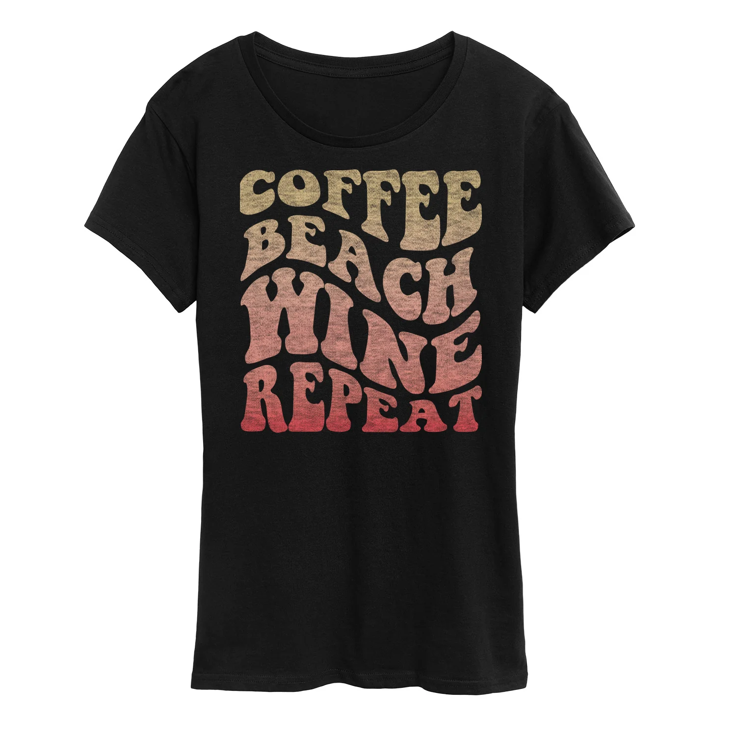 Instant Message - Coffee Beach Wine Repeat - Women's Short Sleeve Graphic T-Shirt
