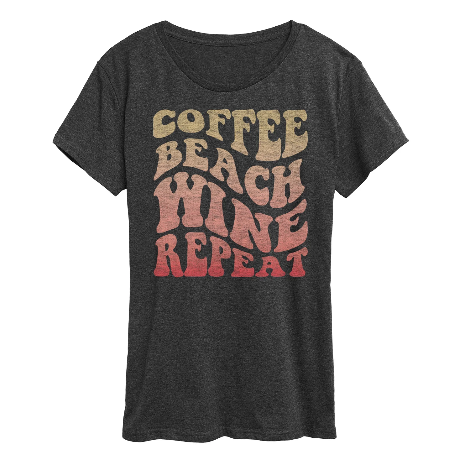 Instant Message - Coffee Beach Wine Repeat - Women's Short Sleeve Graphic T-Shirt - Image 3