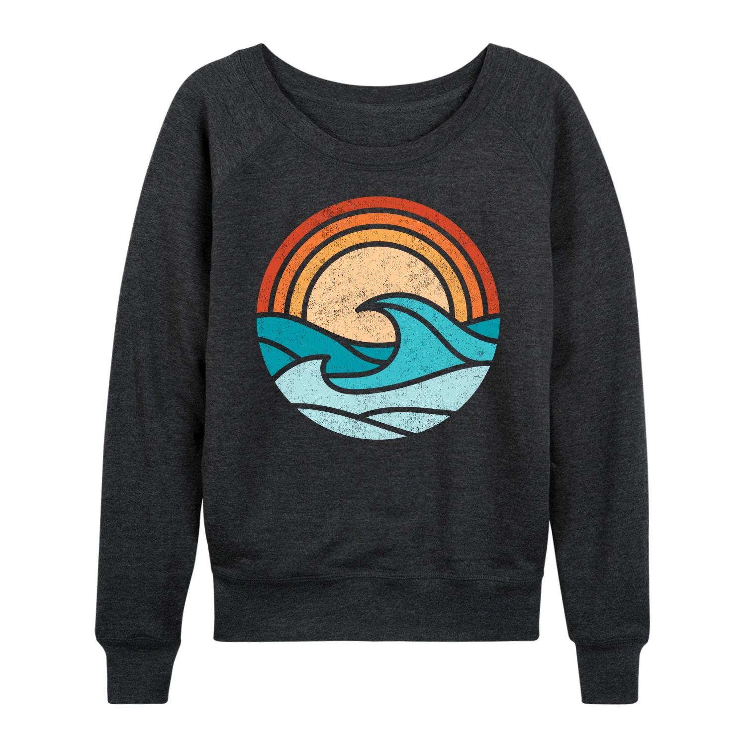 Instant Message - Wave Scene - Women's Lightweight French Terry Long Sleeve Shirt - Image 3