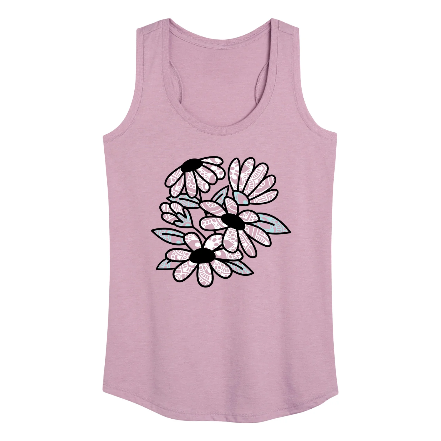 Instant Message - Patterned Flowers - Women's Racerback Tank Top - Image 2