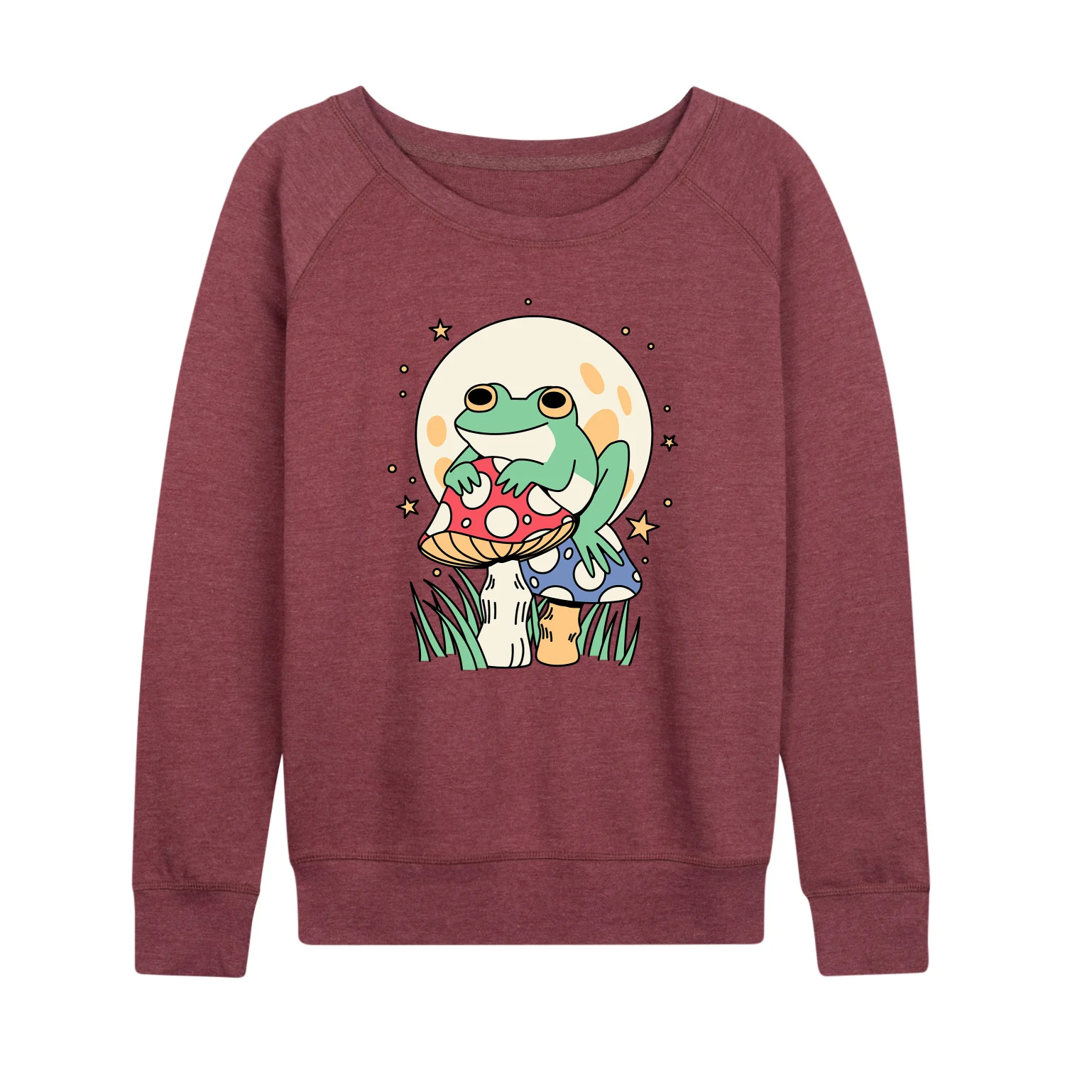 Instant Message - Frog And Mushrooms - Women's Lightweight French Terry Long Sleeve Shirt - Image 5