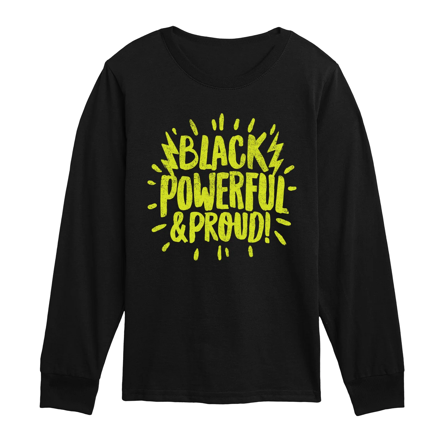 Instant Message - Black Powerful and Proud - Youth Boys Long Sleeve Graphic T-Shirt