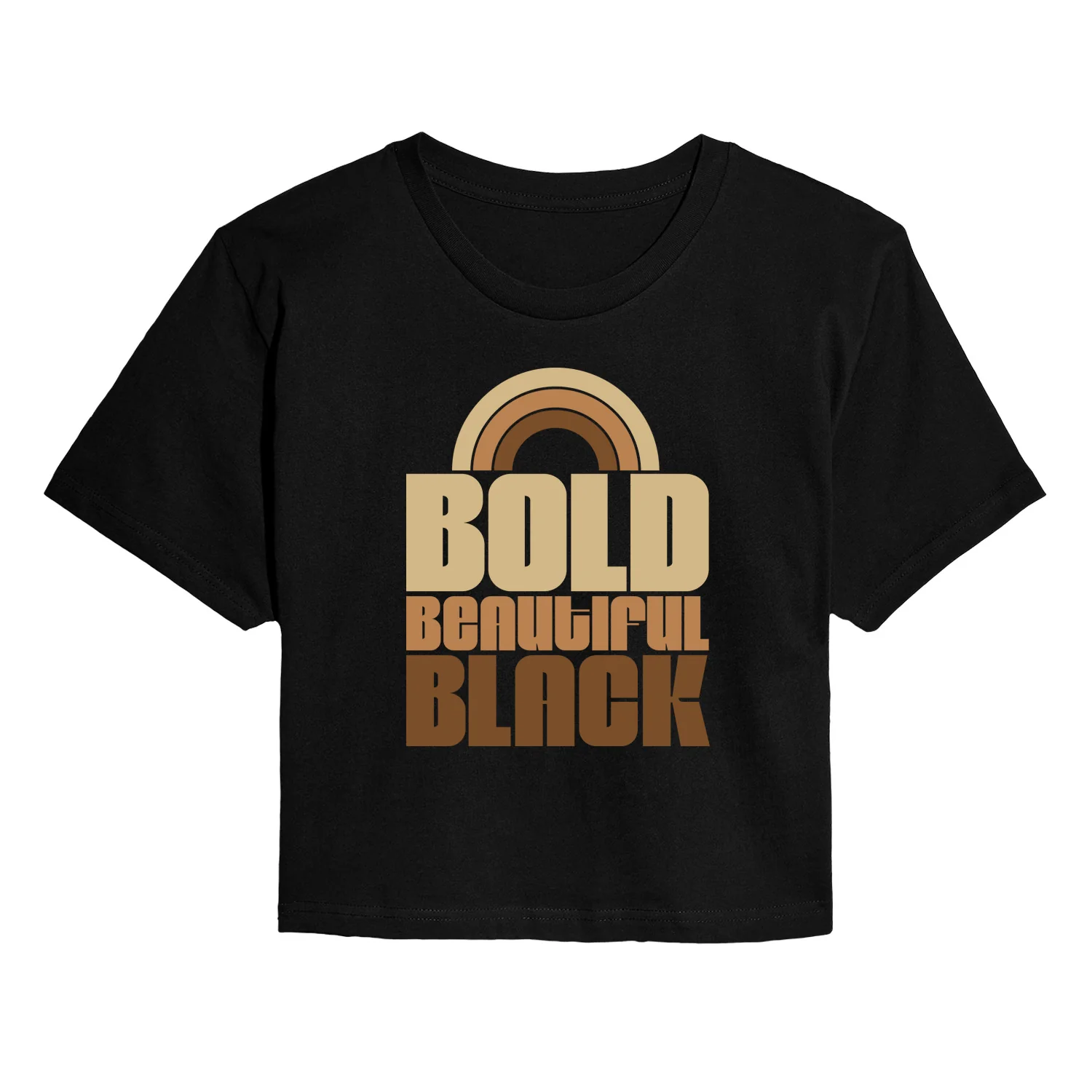 Instant Message - Bold Beautiful Black - Juniors Cropped Graphic T-Shirt