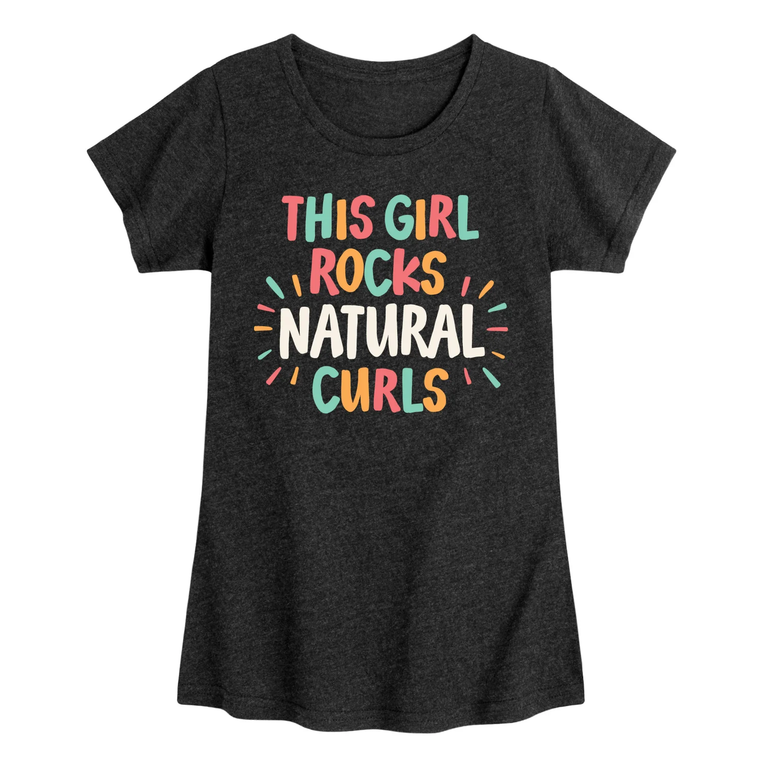 Instant Message - This Girl Rocks Natural Curls - Youth Girls Fitted Short Sleeve T-Shirt