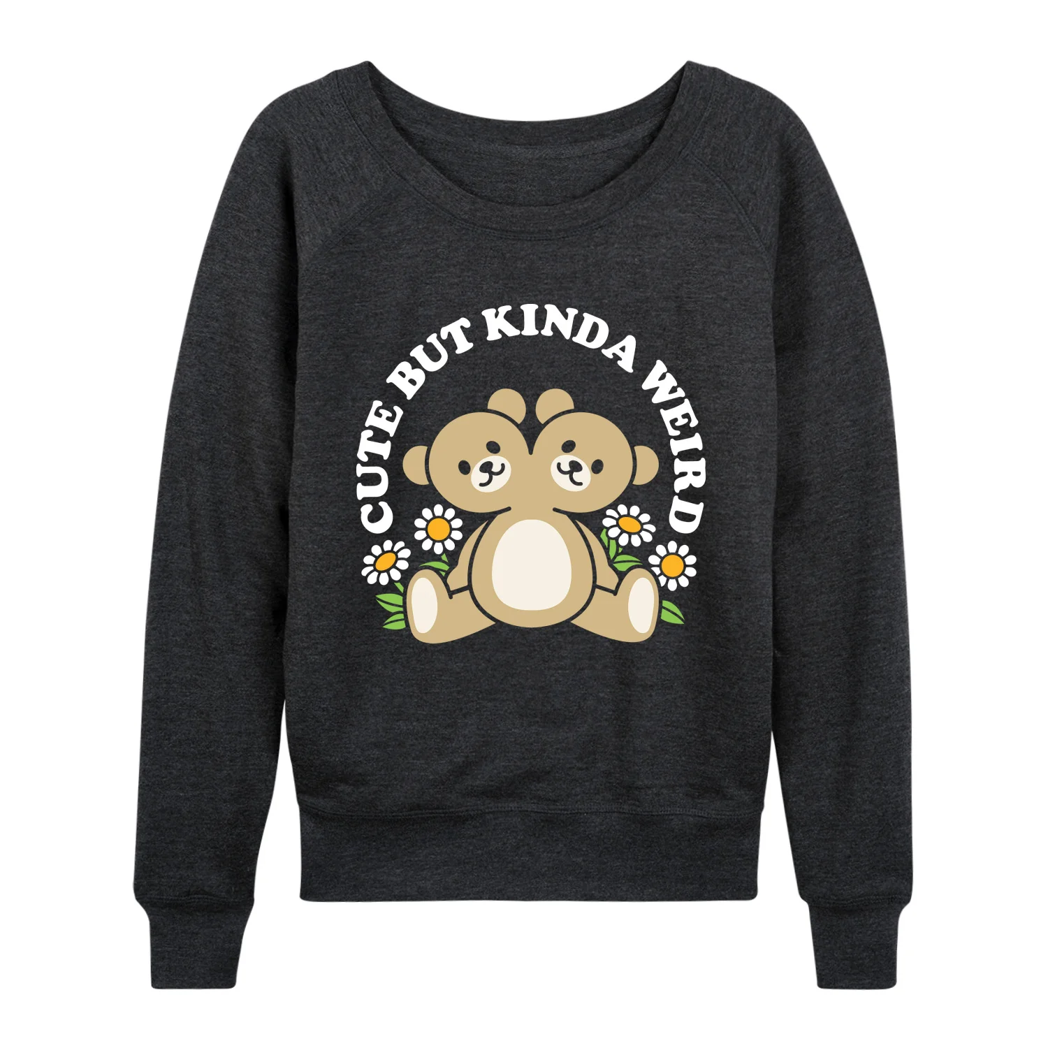 Instant Message - Cute But Weird Teddy Bear - Women's French Terry Long Sleeve Pullover - Image 2