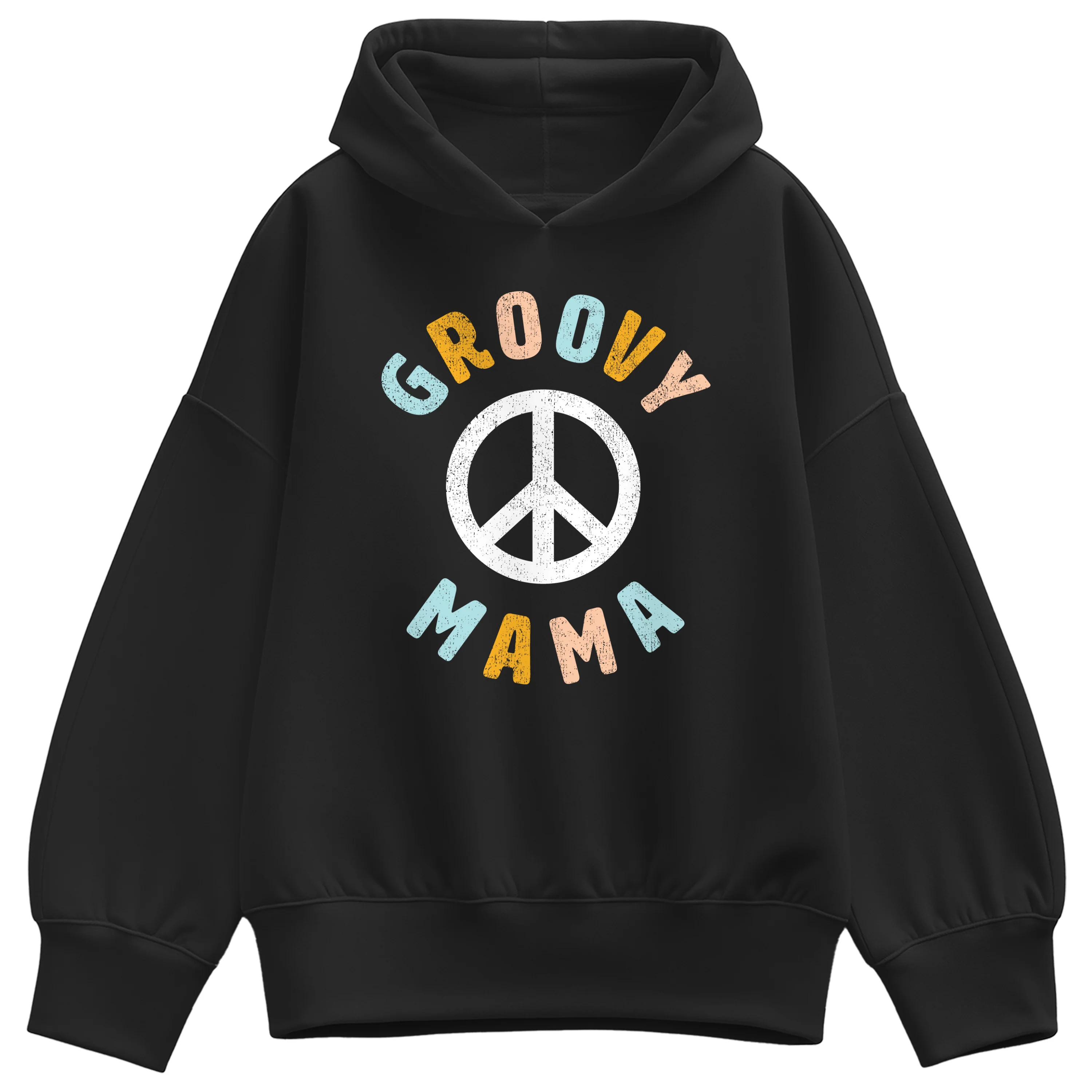 Instant Message - Groovy Mama - Women's Oversized Fleece Hoodie Sweatshirt