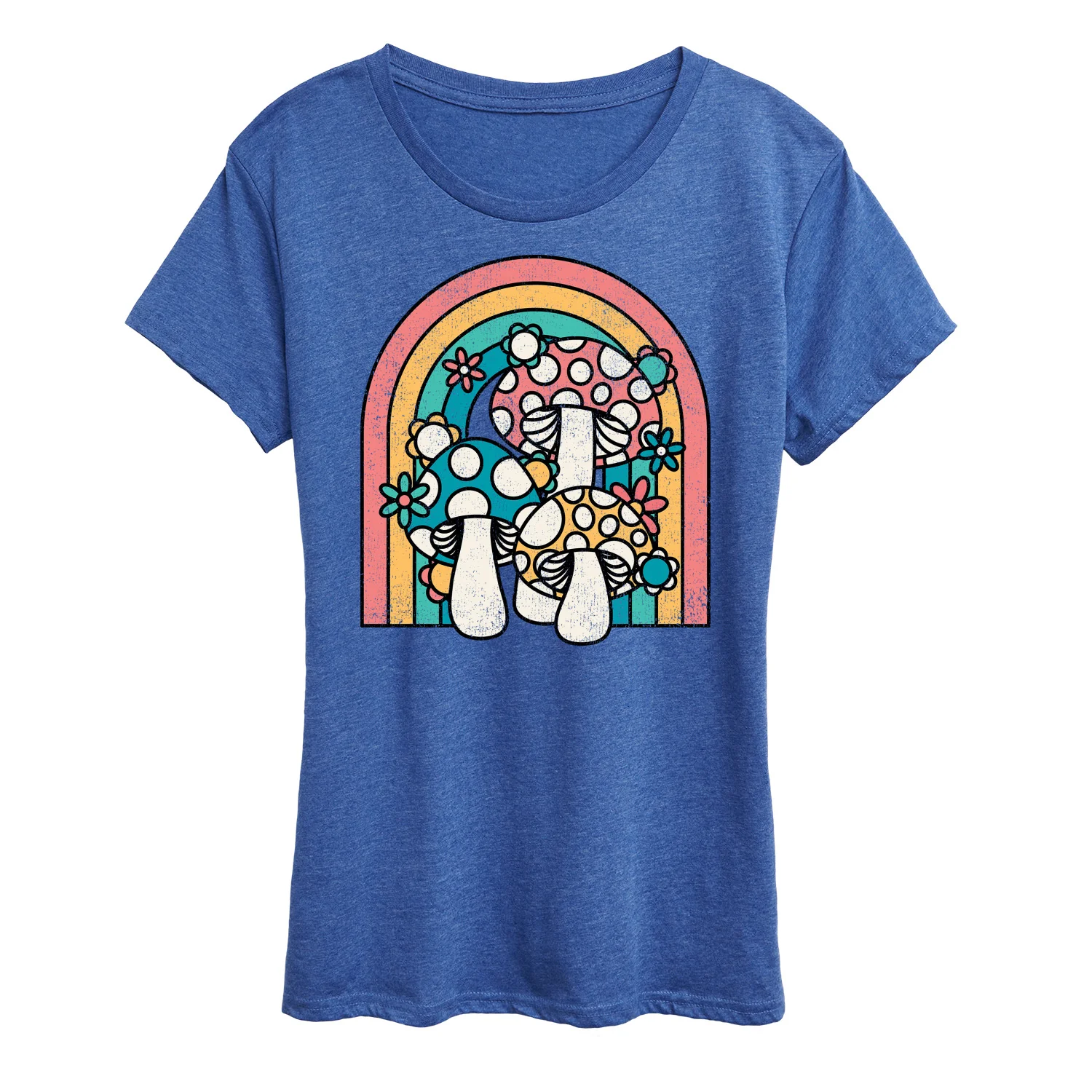 Instant Message - Retro Mushrooms Rainbow - Women's Short Sleeve Graphic T-Shirt - Image 7
