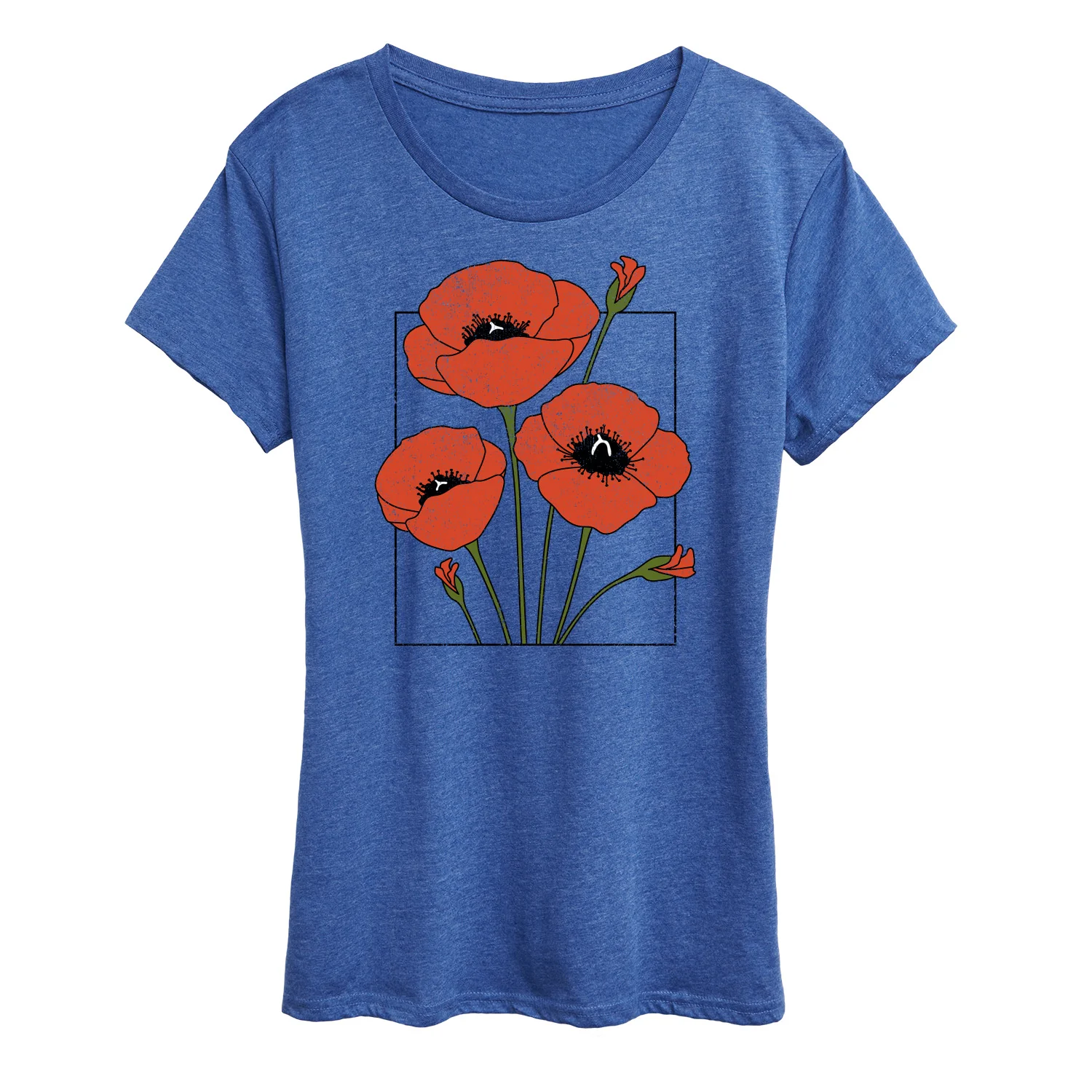 Instant Message - Spring - Framed Poppy Flowers - Women's Short Sleeve Graphic T-Shirt - Image 3