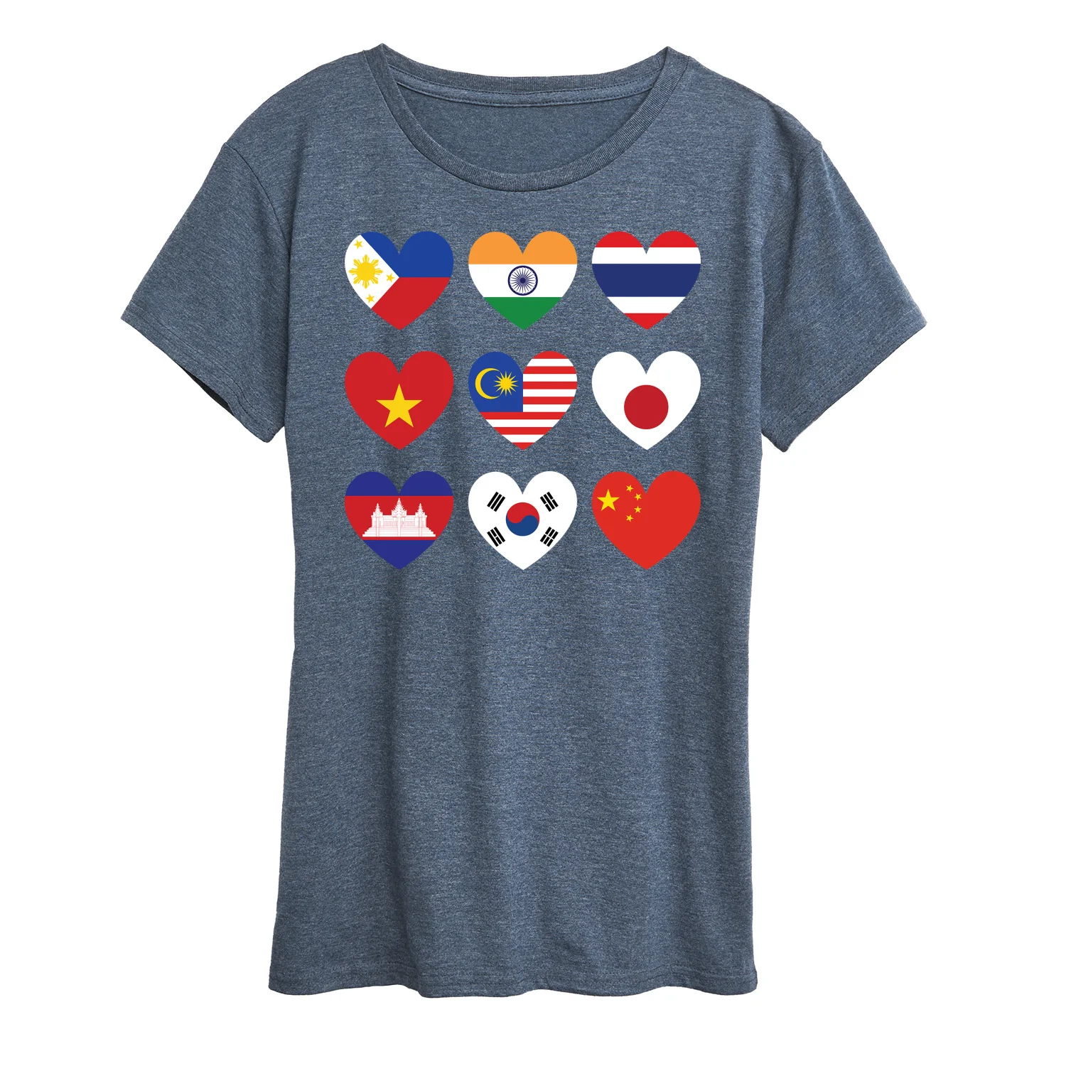 Instant Message - AAPI Heart Flags  - Women's Short Sleeve Graphic T-Shirt - Image 2