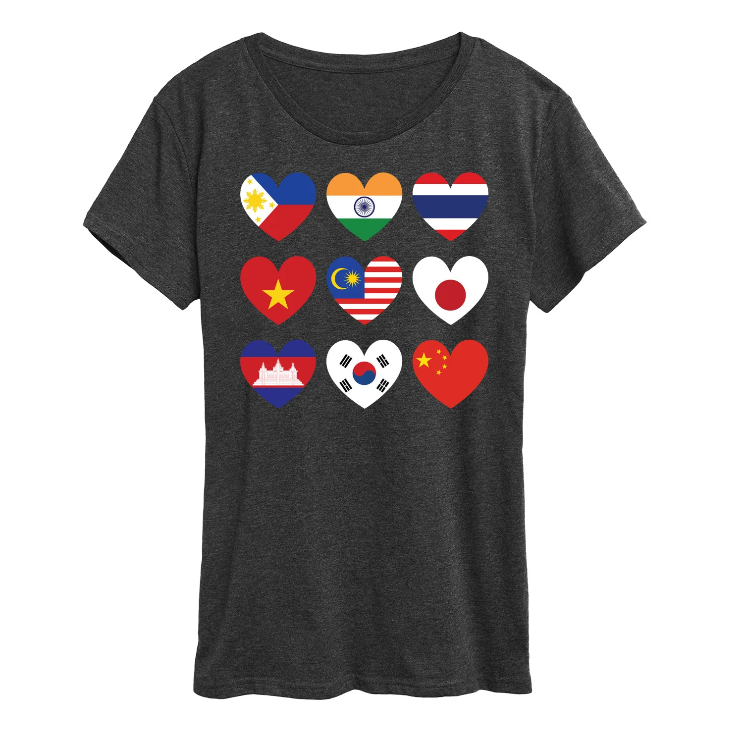 Instant Message - AAPI Heart Flags  - Women's Short Sleeve Graphic T-Shirt - Image 3
