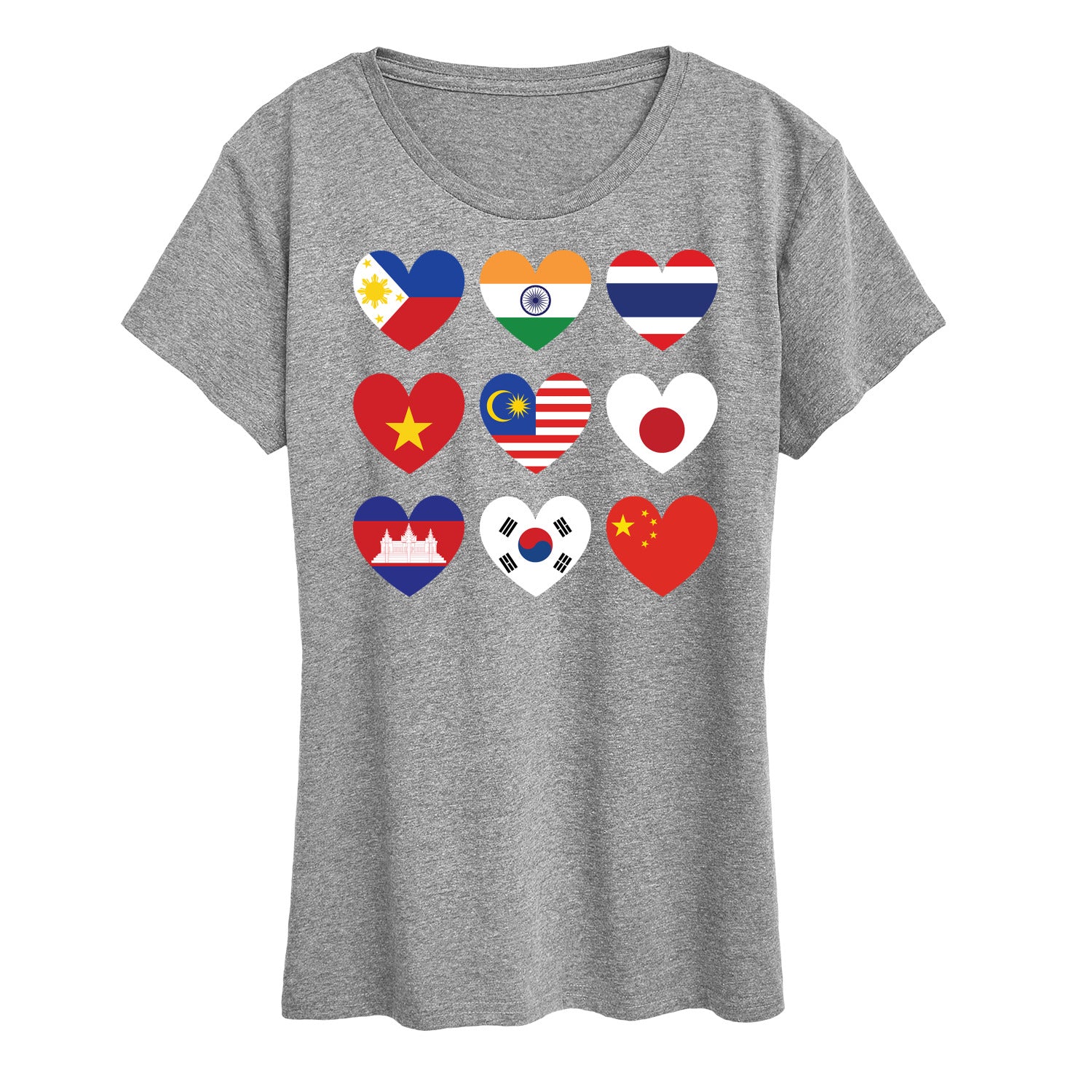 Instant Message - AAPI Heart Flags  - Women's Short Sleeve Graphic T-Shirt - Image 4