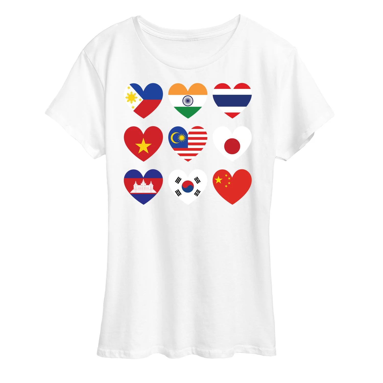Instant Message - AAPI Heart Flags  - Women's Short Sleeve Graphic T-Shirt - Image 7
