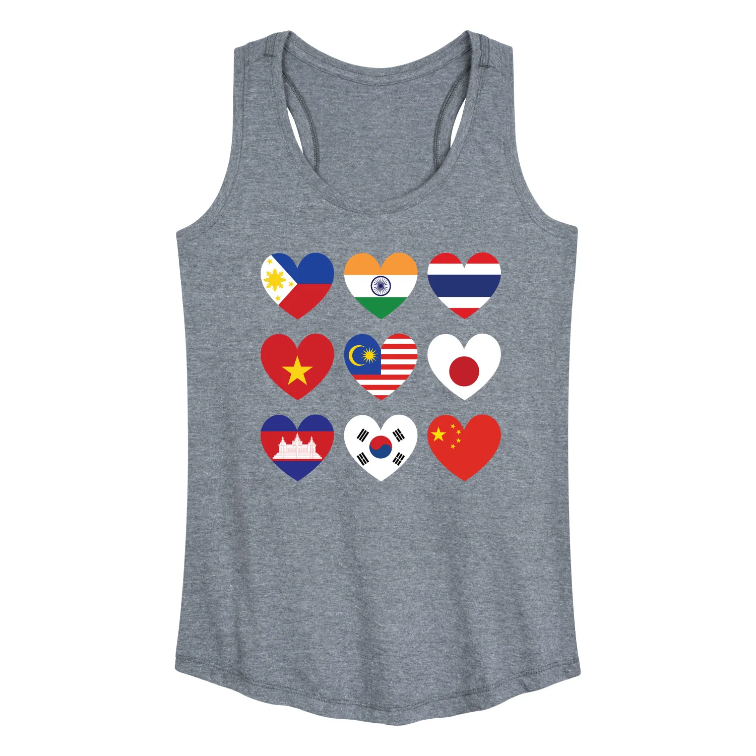 Instant Message - AAPI Heart Flags  - Women's Racerback Tank Top - Image 3