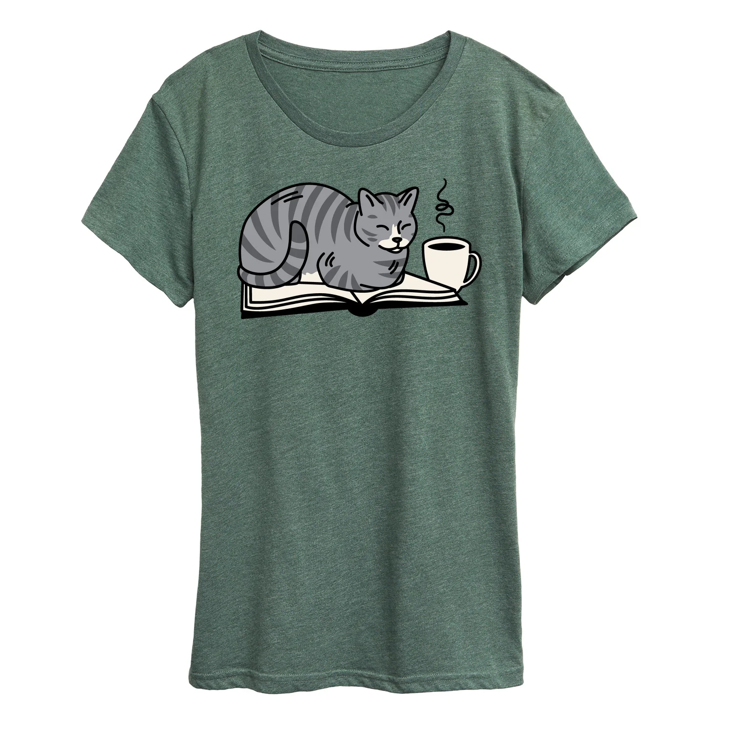 Instant Message - Cat On Book - Women's Short Sleeve Graphic T-Shirt - Image 3