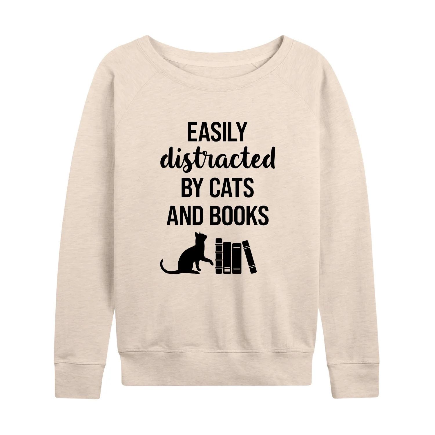 Instant Message - Easily Distracted Cats Books - Women's Lightweight French Terry Long Sleeve Shirt