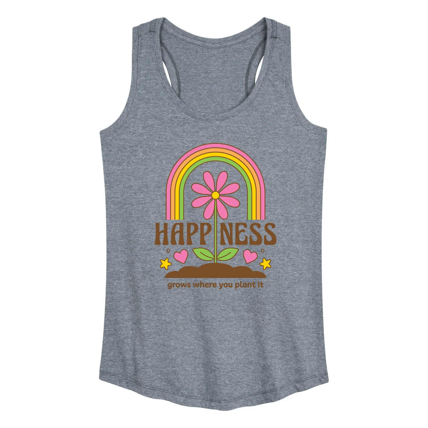 Instant Message - Inspirational - Happiness Grows Where You Plant It - Women's Racerback Tank Top