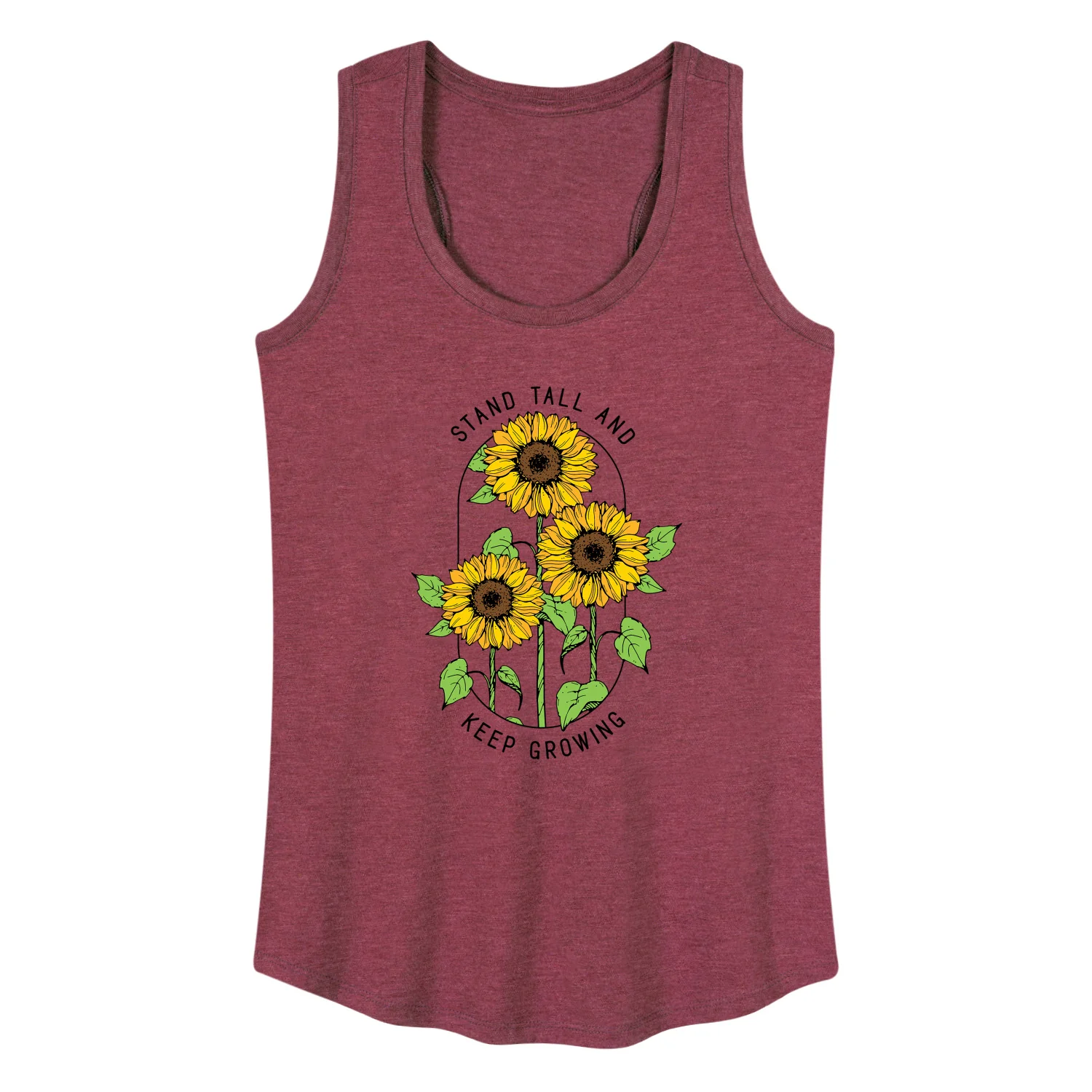 Instant Message - Inspirational - Stand Tall & Keep Growing - Sunflower - Women's Racerback Tank Top - Image 4