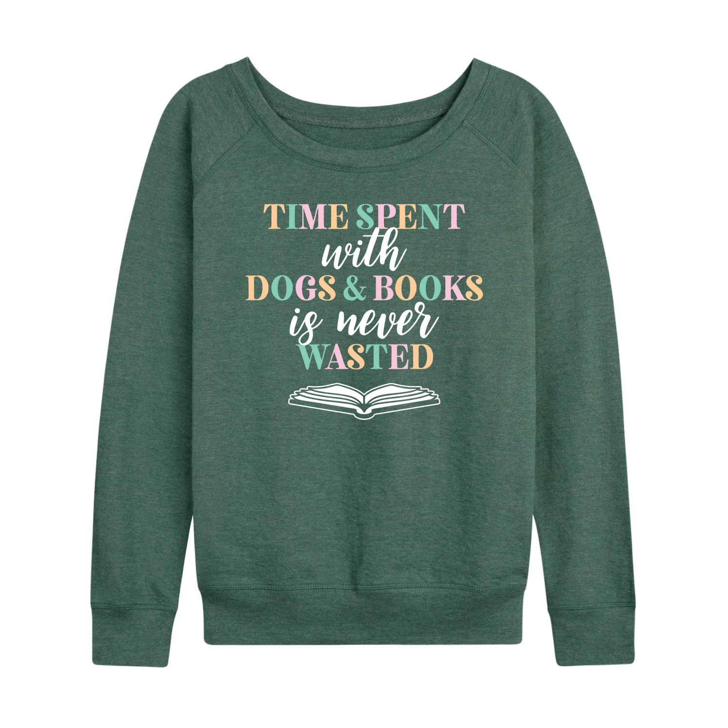 Instant Message - Time Spent With Dogs Books Never Wasted - Women's Lightweight French Terry Long Sleeve Shirt - Image 4