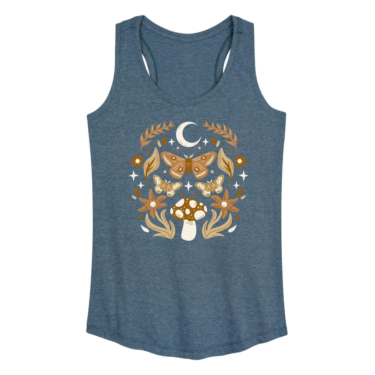 Instant Message - Spring - Moths, Mushrooms, & Flowers Collage - Women's Racerback Tank Top - Image 2